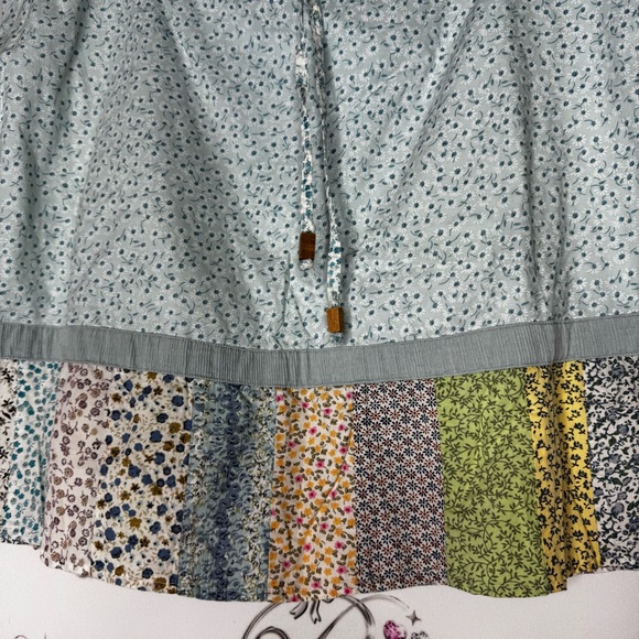 Blue sky skirt floral flowers patch work style blue green yellow sweet boho y2k - Picture 5 of 8